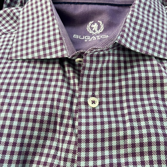 BUGATCHI UOMO MENS JAMES PURPLE CHECK DRESS SHIRT NWOT - Picture 2 of 3